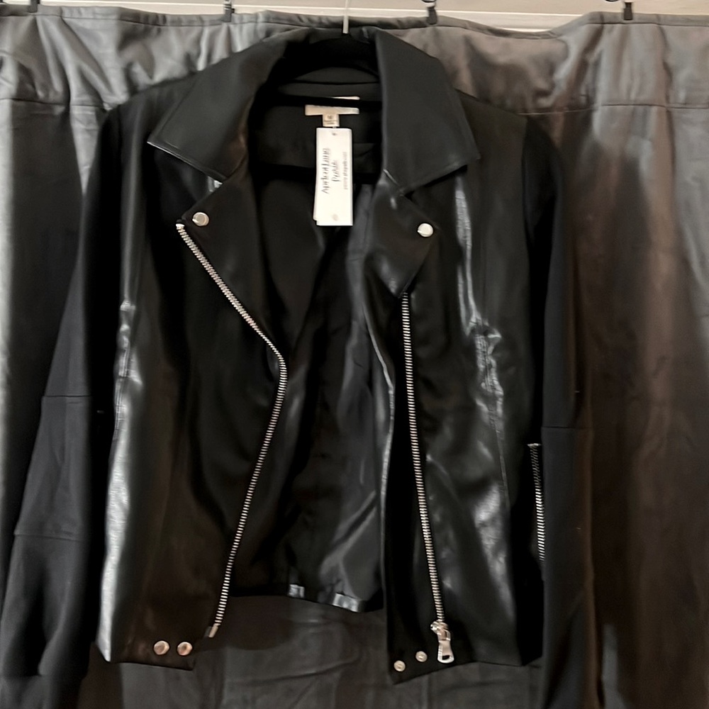 Let it ride faux leather sweatshirt sleeve jacket